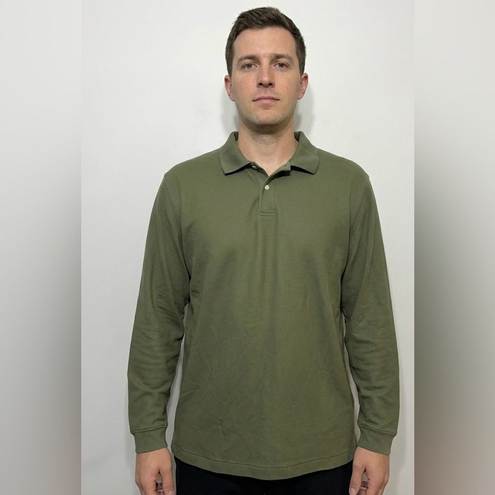 LL Bean Premium Double L Long Sleeve Pique’ Polo Shirt Mens Size XL Tall